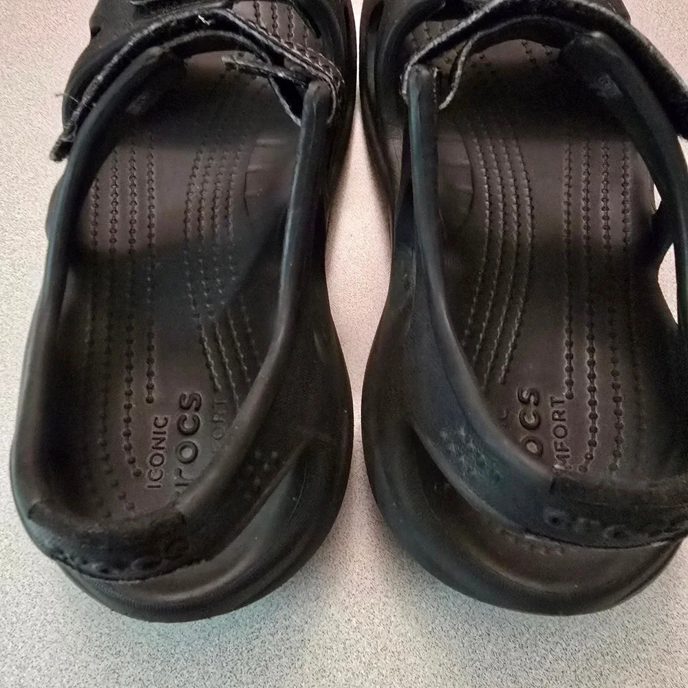 Crocs Swiftwater Sandals Black Sporty Fisherman Rugged  Adjustable Mens Size 7